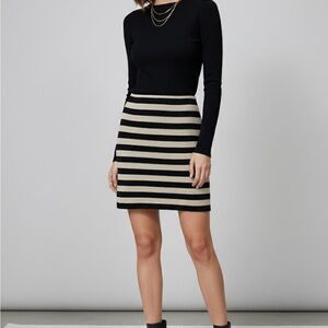 NWOT St. John Knits Pique Knit Striped Straight Skirt in Caviar/Sand sz 10